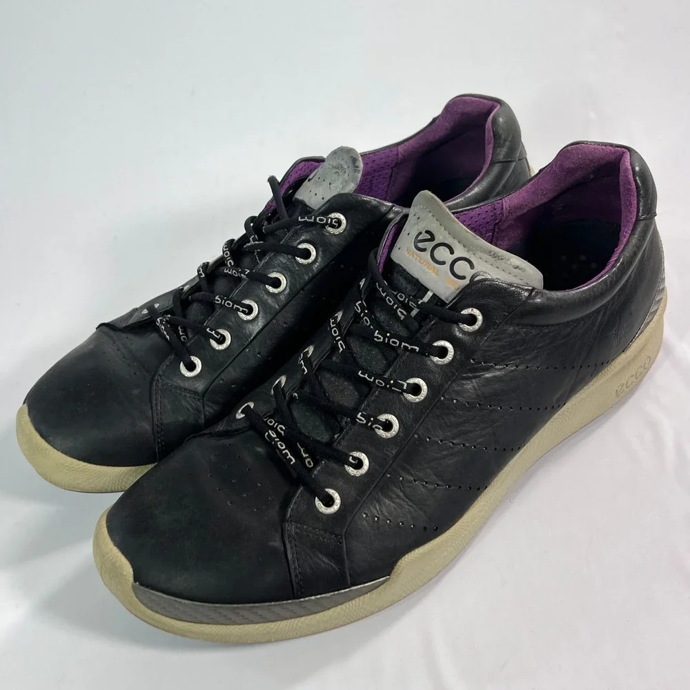 ECCO Biom Hybrid Golf Shoes Mens 10-10.5 EU 44 Black Leather Spikeless Athletic